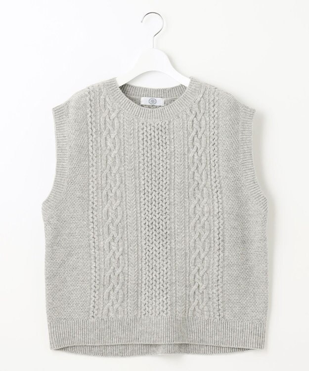 J.PRESS LADIES 【洗える】アラン ニットベスト ライトグレー系