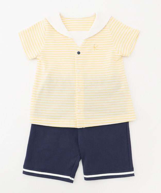 組曲 KIDS 【80-90cm】セーラーボーダー セットアップ イエロー系1