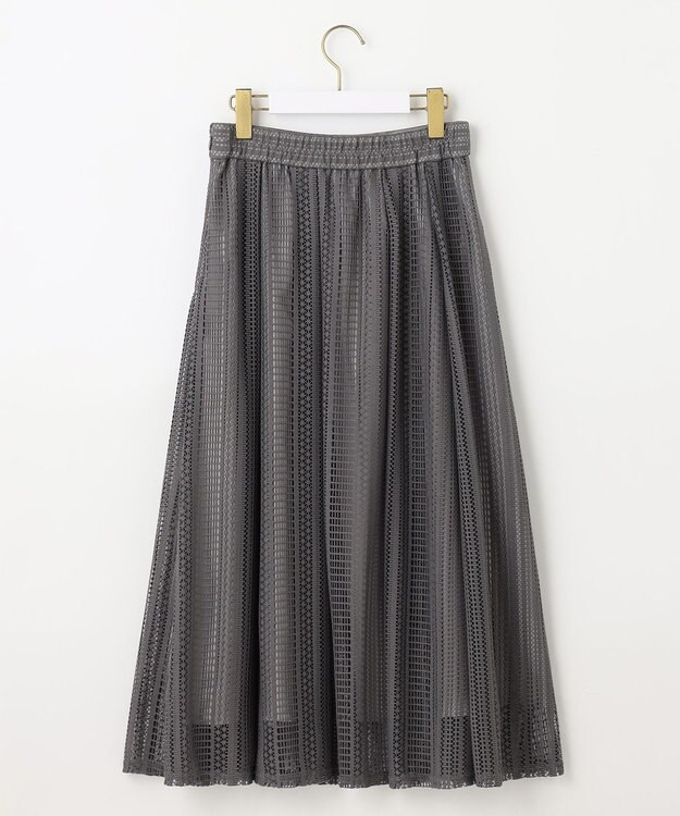 ANY SIS 【洗える】ストライプメッシュレース スカート スレート