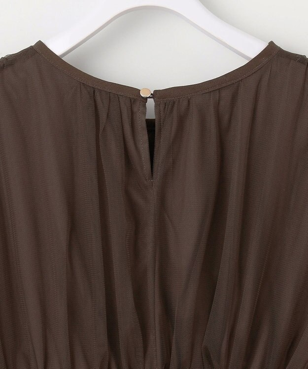 ANY SIS 【洗える】チュールペプラム ブラウス ダークブラウン系