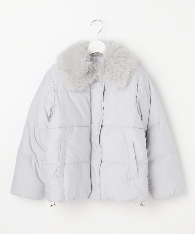 Feroux ファーカラー付き・ダウン見え中綿 ジャケット ライトグレー系