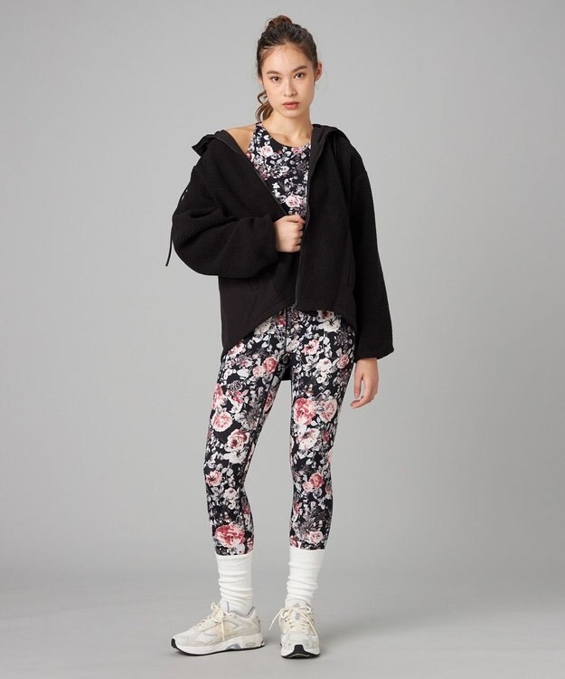 Chacott Chacott BALANCE ホリデーローズレギンス ブラックプリント