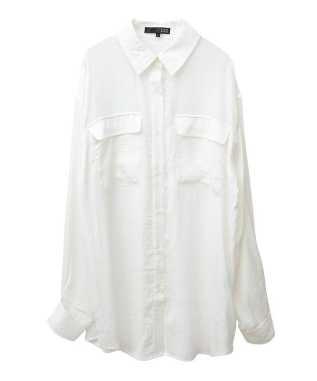 Green Parks ・ＳＵＧＡＲ　ＳＰＯＯＮ　サテンオーバーシャツチュニック Off White