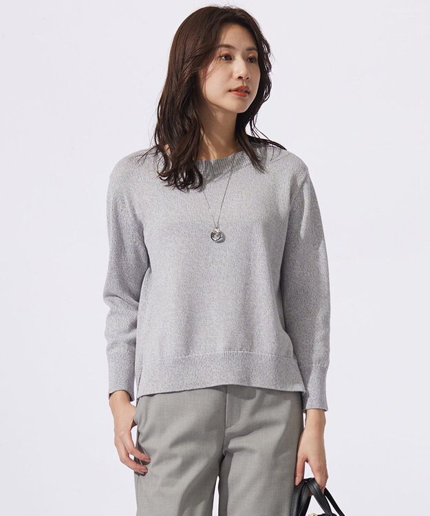J.PRESS LADIES 【洗える】GIMA COTTON プルオーバー ニット ブルーパープル系