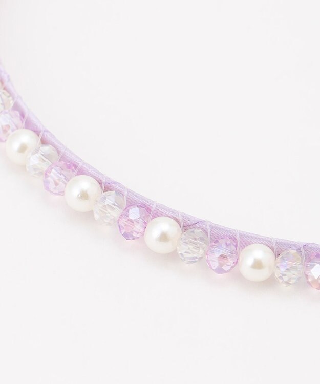 ANY KIDS ビーズ × リボン カチューシャ ラベンダー