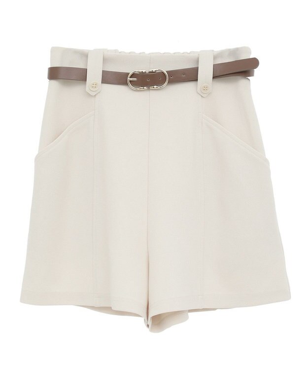 earth music&ecology ベルト付きタブデザインショートパンツ Ivory