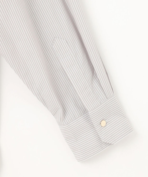 ANY L 【手洗い可能/抗菌防臭/UVカット/速乾】ロングシャツ グレーピンストライプ