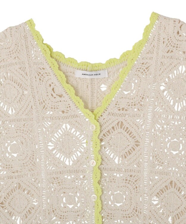 AMERICAN HOLIC クロシェ風ニットベスト Ivory