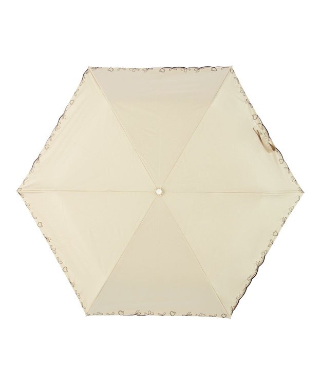 MOONBAT estaa 晴雨兼用 折りたたみ傘 ハートエンブロイダリー 日傘 遮光 遮熱 UV ベージュ