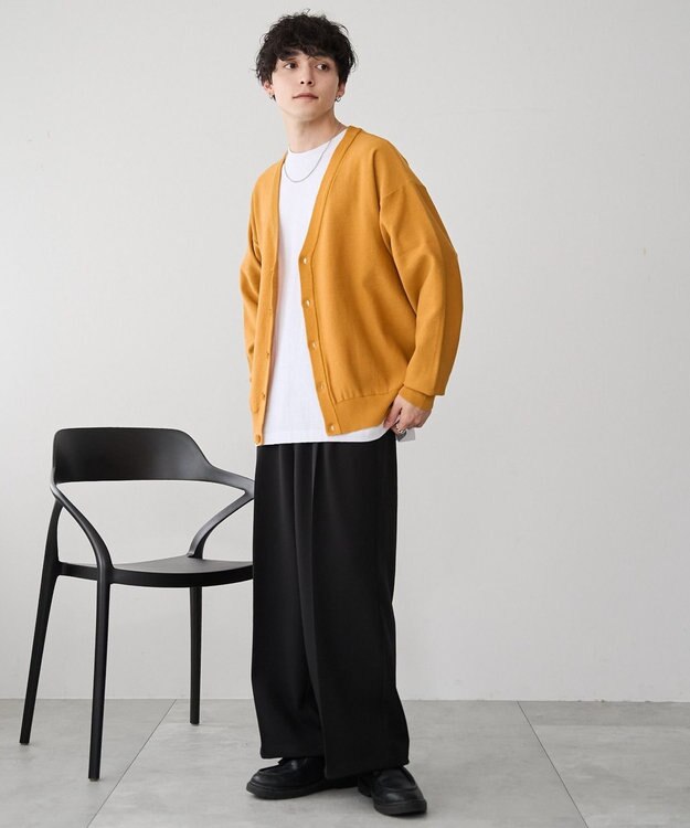 WEGO 【ユニセックス着用ITEM/紫外線対策/冷房対策】オーバーフィットドライタッチカーディガン イエロー