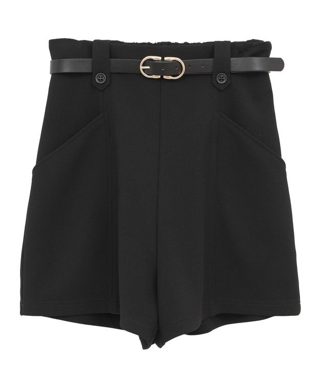 earth music&ecology ベルト付きタブデザインショートパンツ Black