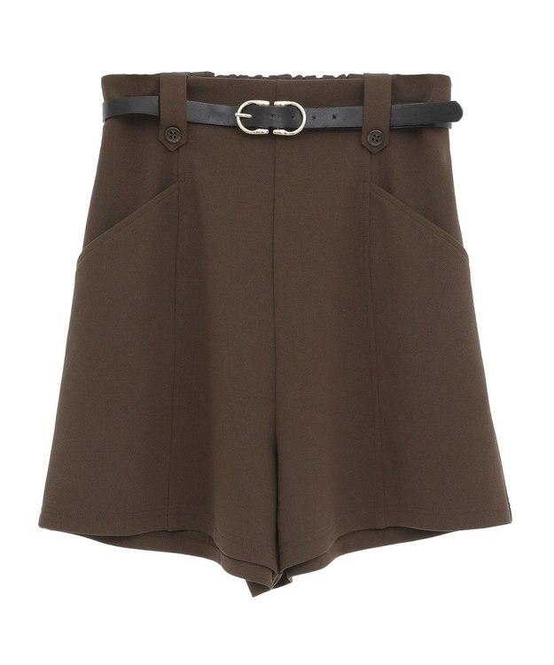 earth music&ecology ベルト付きタブデザインショートパンツ Brown