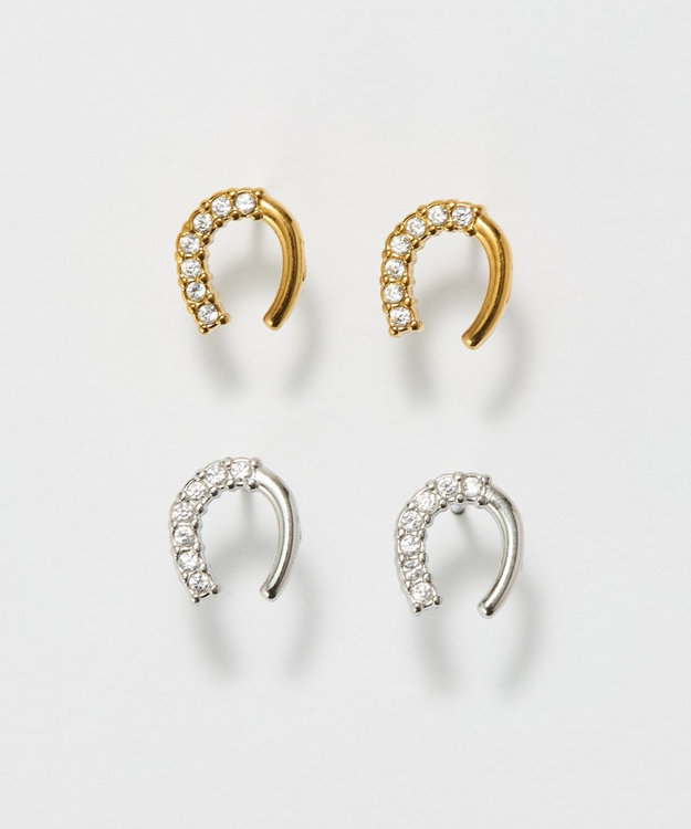 Phoebe 〈金属アレルギー対応〉グロッシーミニホースシューピアス　シルバー　ステンレス/馬蹄/蹄鉄/ラッキーモチーフ/ギフト/プレゼント シルバー