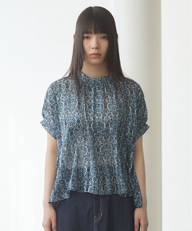 J.PRESS YORK STREET 【WOMEN】オリジナルタイルプリント ブラウス ネイビー系5