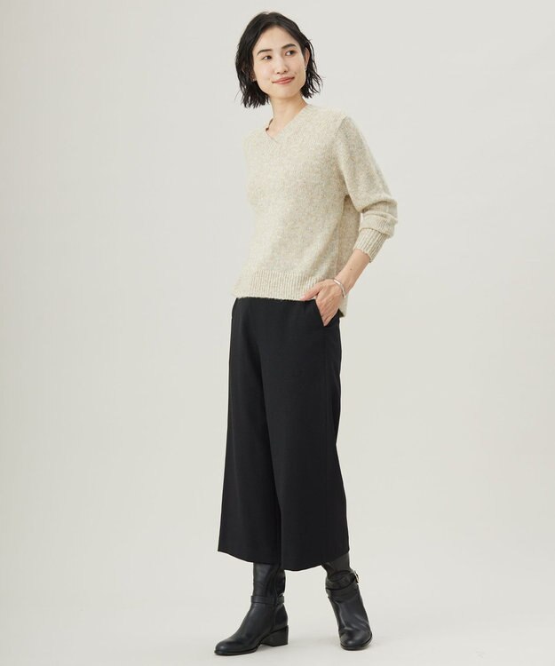 J.PRESS LADIES 【洗える】WARMY LUREX Vネック ニット ベージュ系