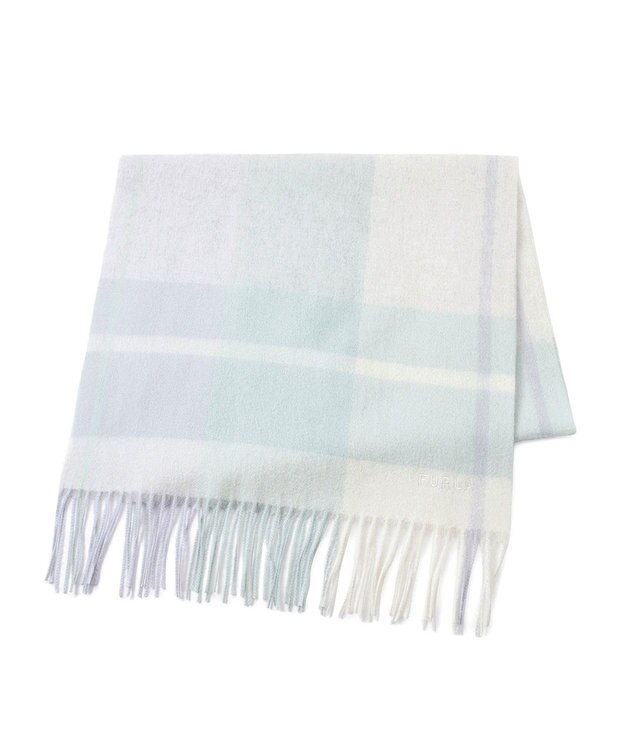 MOONBAT FURLA ウールブロックチェックラメストール/幅50cm ミントグリーン