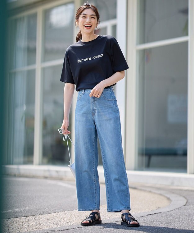 ANY 【汗ジミ防止加工】シルケットスムース半袖ロゴTシャツ ブラック