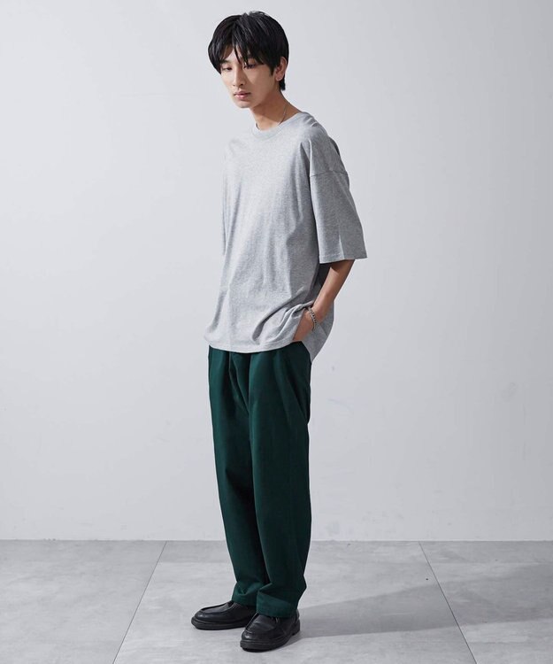 WEGO 【ユニセックス着用ITEM/ウエストゴム/手洗い可】チノイージーワイドパンツ ダークグリーン