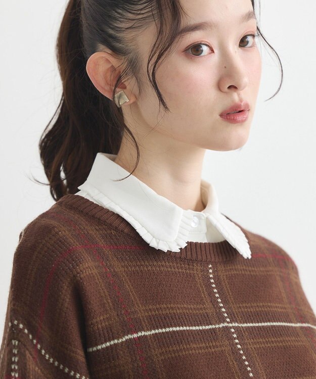 earth music&ecology フリルシャツカラー付け襟 Off White