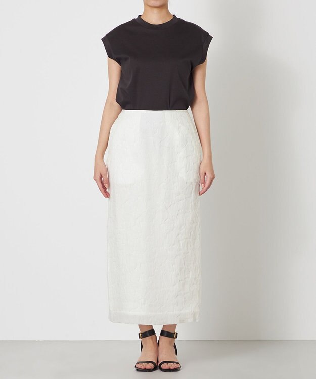 NAVE 【Nave・洗える/シアー素材】クラッシュオーガンジー スカート ホワイト系