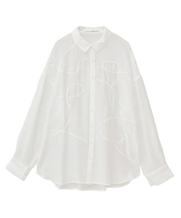 Green Parks ・ＥＬＥＮＣＡＲＥ　ＤＵＥ　テープ刺繍シアーシャツ Off White