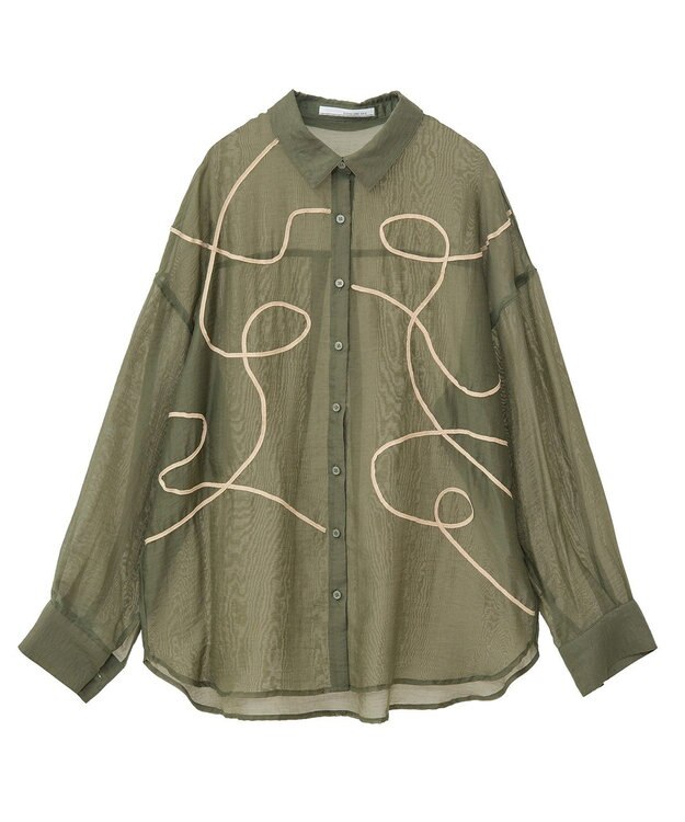 Green Parks ・ＥＬＥＮＣＡＲＥ　ＤＵＥ　テープ刺繍シアーシャツ Khaki