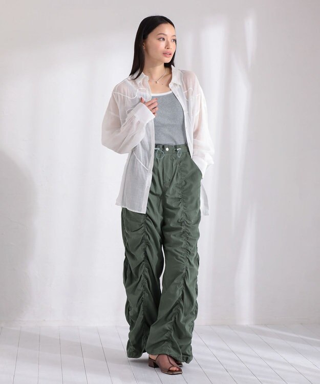 Green Parks ・ＥＬＥＮＣＡＲＥ　ＤＵＥ　テープ刺繍シアーシャツ Off White