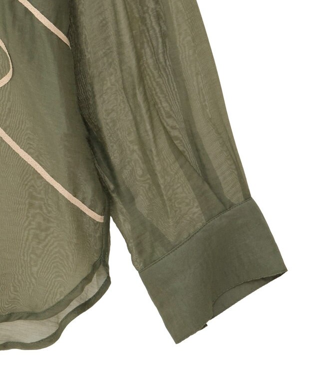 Green Parks ・ＥＬＥＮＣＡＲＥ　ＤＵＥ　テープ刺繍シアーシャツ Khaki