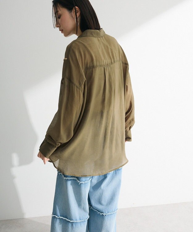 Green Parks ・ＥＬＥＮＣＡＲＥ　ＤＵＥ　テープ刺繍シアーシャツ Khaki