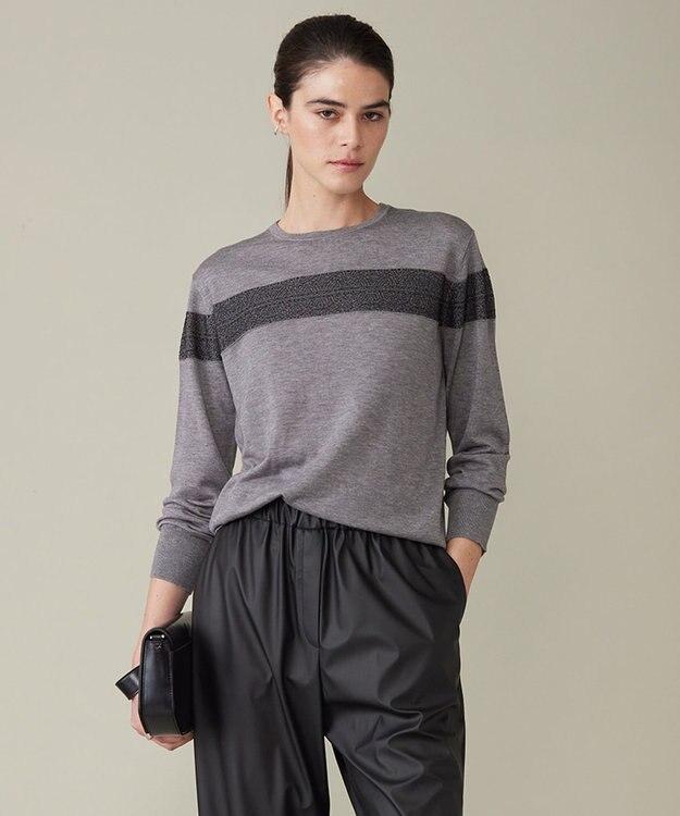 ICB L 【洗える】 レースコンビハイゲージ プルオーバー グレー系