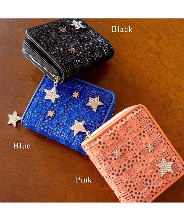 tsumori chisato CARRY キラメッシュ ラウンドファスナー折財布 ピンク