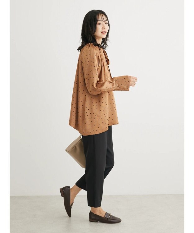 Green Parks Ｂ．ドットリボンブラウス Camel
