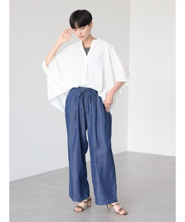 AMERICAN HOLIC 接触冷感＋ＵＶカット　ギャザースリーブブラウス Off White