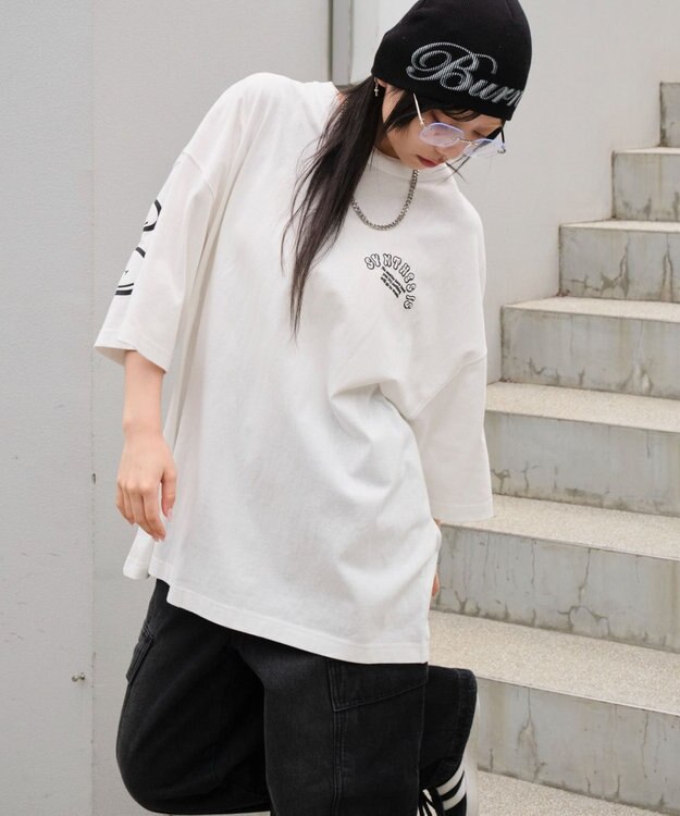 WEGO 【ユニセックス着用ITEM】アクセ付きストレートロゴT（SS） ホワイト