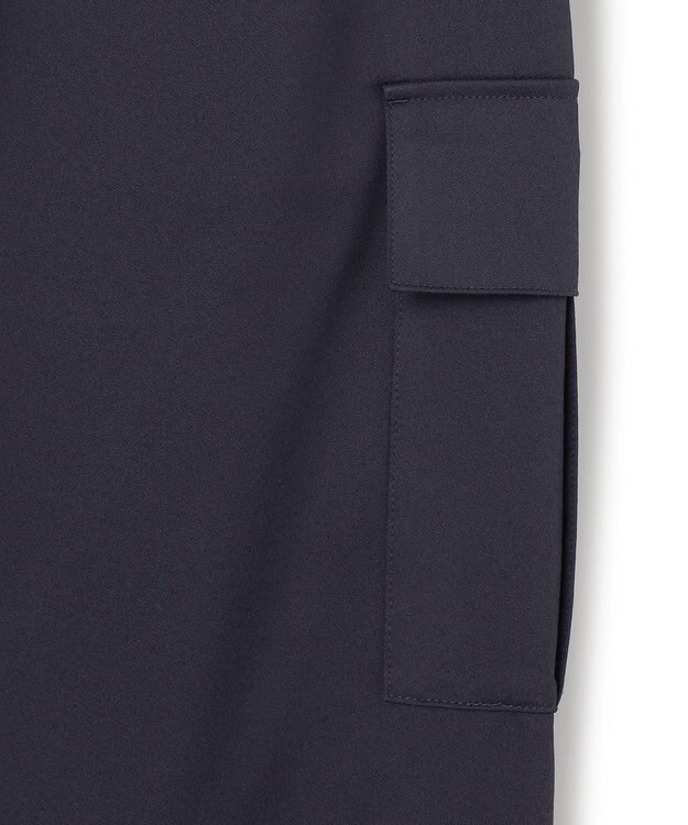 ICB L 【洗える】ウォームサテン カーゴスカート ネイビー系