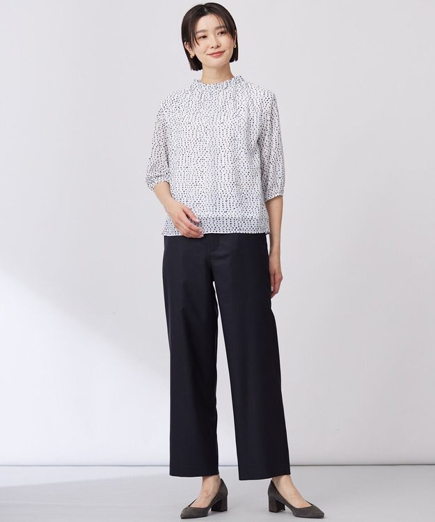 J.PRESS LADIES S 【洗える】hand drawn dots ボトルネック カットソー ホワイトベース系