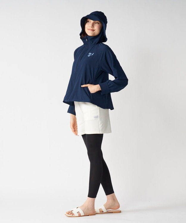 OP／FILA 【marie claire SPORT】帽子付きUVジャケット ネイビー
