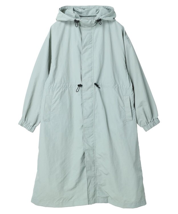 Green Parks フーデットロングコート Blue Green