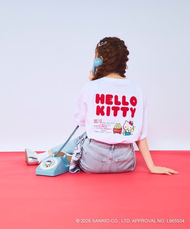 OP／FILA 【Ocean Pacific×ハローキティ】サガラ刺しゅうビッグTシャツ ホワイト