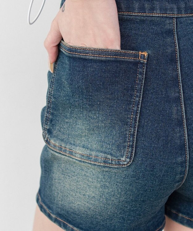 WEGO ハイウエストマイクロデニムショーツ デニム中濃加工色