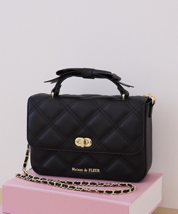 Maison de FLEUR キルティングフラップバッグ Black