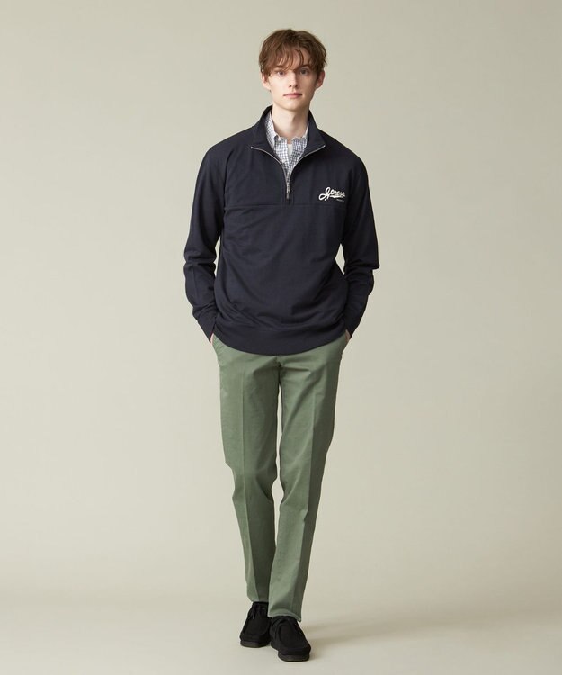 J.PRESS MEN インレージャージー ロゴハーフジップスウェット ネイビー系