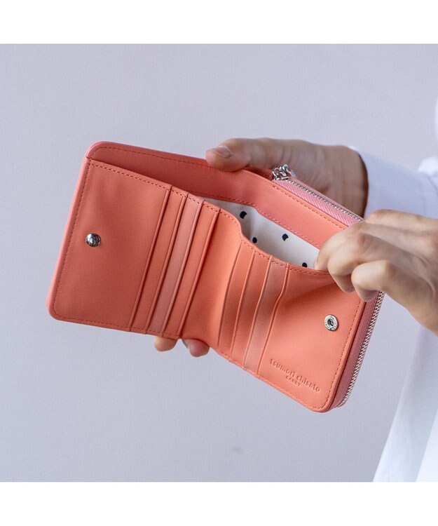 tsumori chisato CARRY キラメッシュ ラウンドファスナー折財布 ピンク