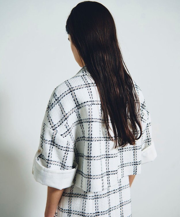 GRACE CONTINENTAL チェックツイードショートジャケット ホワイト