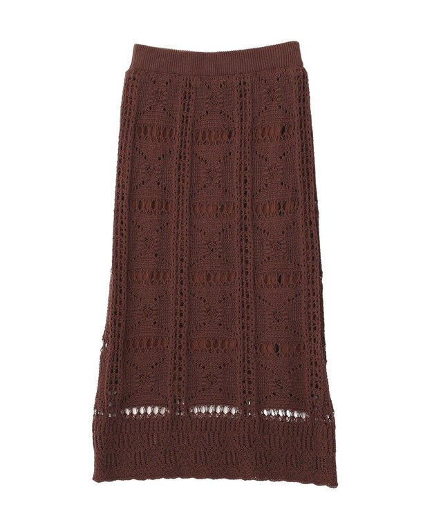 Green Parks クロシェニットスカート White