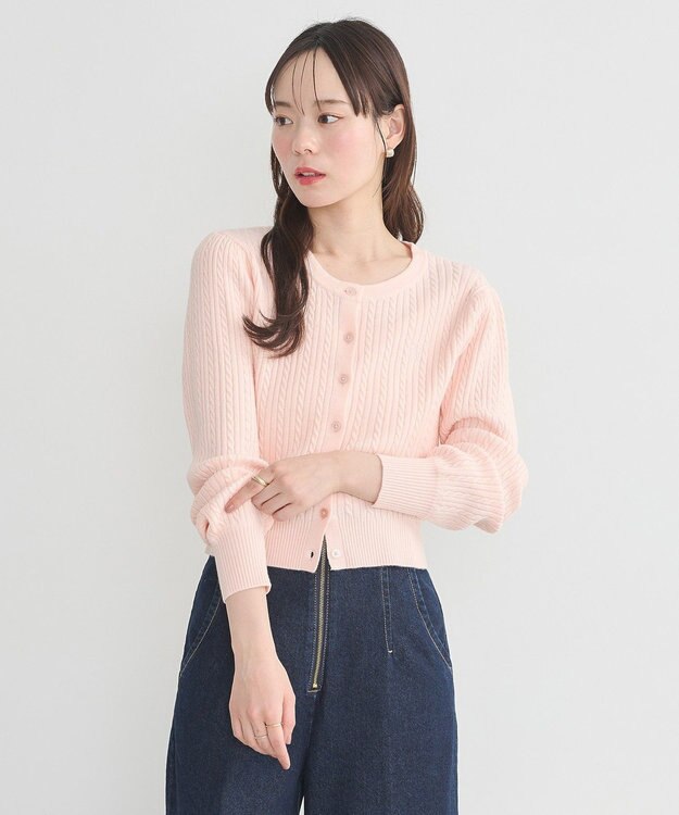 earth music&ecology ミニケーブルコンパクトカーディガン Light Pink