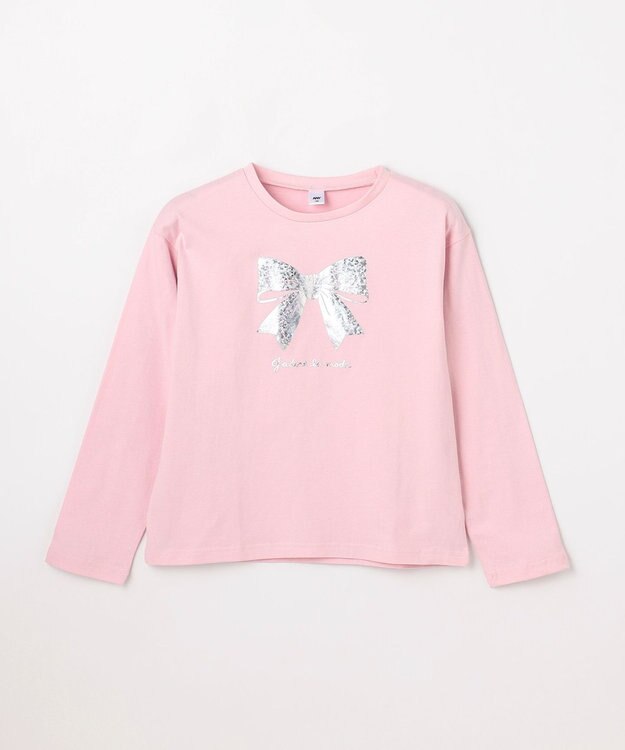 ANY KIDS 【綿100%】リボンアソート 長袖Tシャツ ピンク