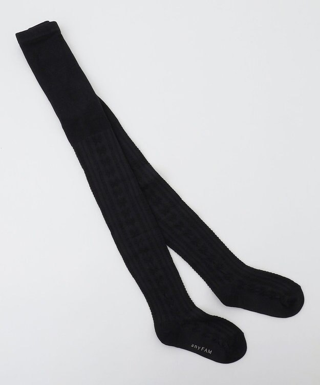 ANY KIDS ジャガードリボン柄タイツ ブラック