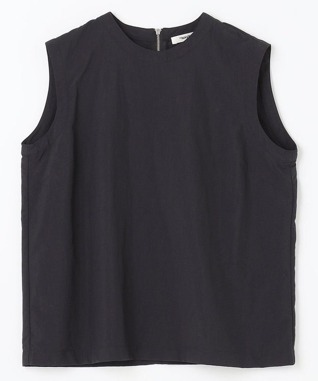 NAVE 【ReNAVE・洗える/撥水加工/接触冷感/UVケア/セットアップ】ナイロンタスラン ノースリブラウス ブラック系