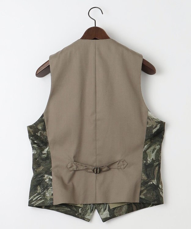 JOSEPH ABBOUD 【イタリア素材/軽量/ストレッチ】バックプリントジャージーベスト カーキ系